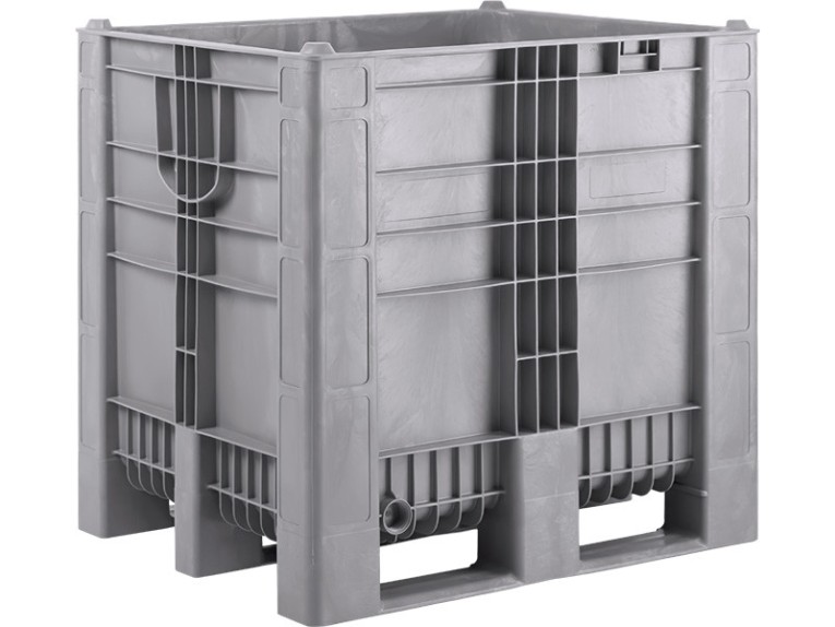 BoxPallet 1200х1000х1140 сплошной, на 3-х полозьях серый купить в Казани