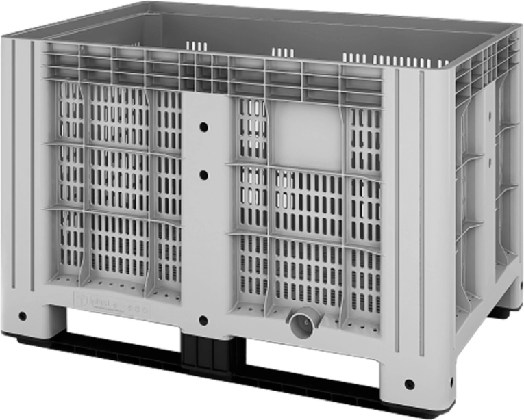 Контейнер 1200х800х800 мм перфорированный серый на полозьях купить в Казани