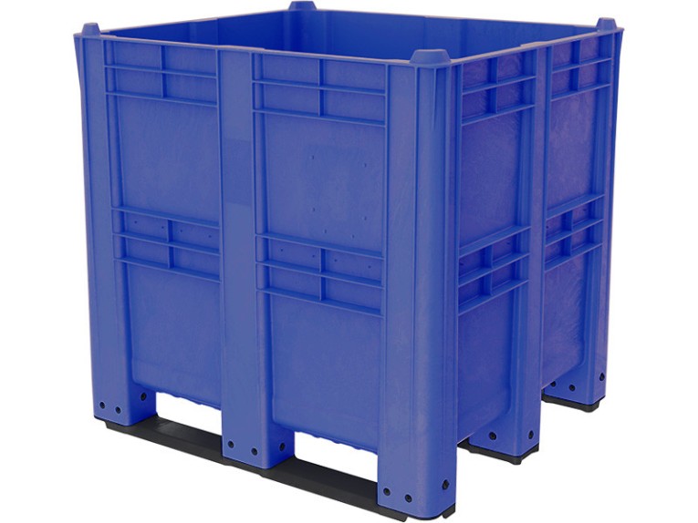BoxPallet 1300х1150х1250 сплошной, на 3 полозьях синий купить в Казани