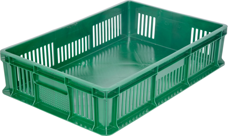 Ящик 600х400х140 мм дно сплош.стенки перф.без ручек зеленый купить в Казани Ящик 600х400х140 мм дно сплош.стенки перф.без ручек зеленый купить в Казани