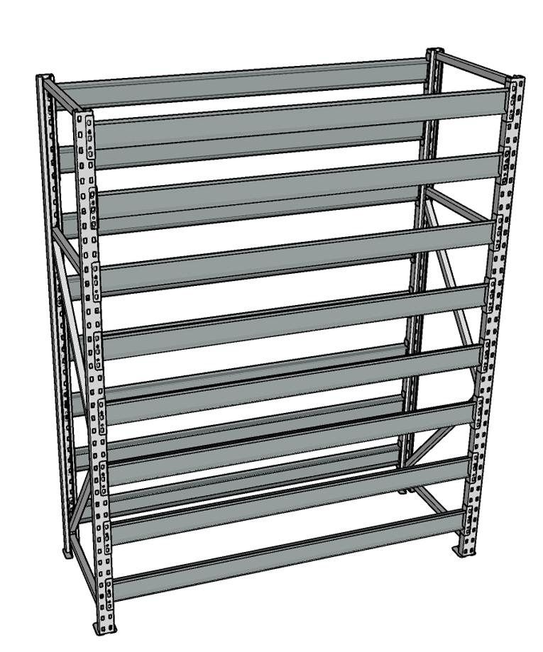Стеллаж грузовой СГР 2500x900x800 8 полок (без настила) купить в Казани