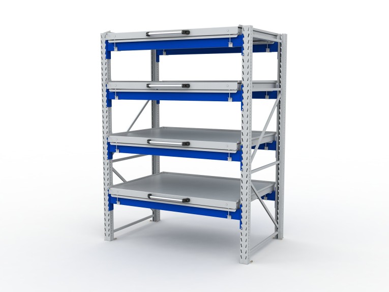 Стеллаж с выкатными платформами S-HEAVY 1000/1300 (4 яруса хранения) купить в Казани Стеллаж с выкатными платформами S-HEAVY 1000/1300 (4 яруса хранения) купить в Казани