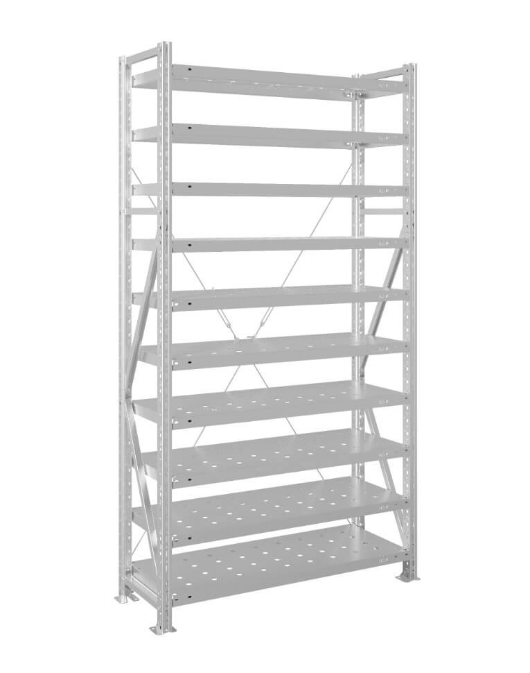 Стеллаж MS U 2500x1200x600 10 полок (280 кг, перф) купить в Казани Стеллаж MS U 2500x1200x600 10 полок (280 кг, перф) купить в Казани