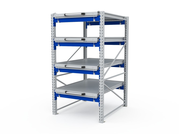 Стеллаж с выкатными платформами S-HEAVY 1000/900 (4 яруса хранения) купить в Казани Стеллаж с выкатными платформами S-HEAVY 1000/900 (4 яруса хранения) купить в Казани