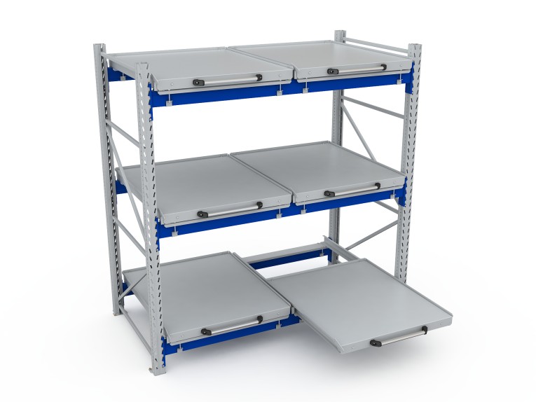 Стеллаж с выкатными платформами S-HEAVY 500 (3 яруса хранения) купить в Казани Стеллаж с выкатными платформами S-HEAVY 500 (3 яруса хранения) купить в Казани