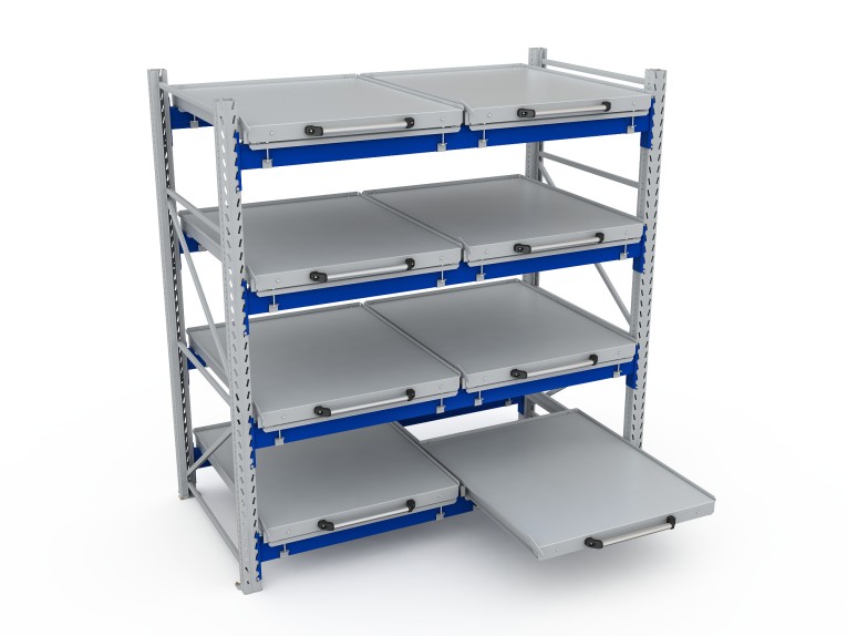 Стеллаж с выкатными платформами S-HEAVY 500 (4 яруса хранения) купить в Казани Стеллаж с выкатными платформами S-HEAVY 500 (4 яруса хранения) купить в Казани